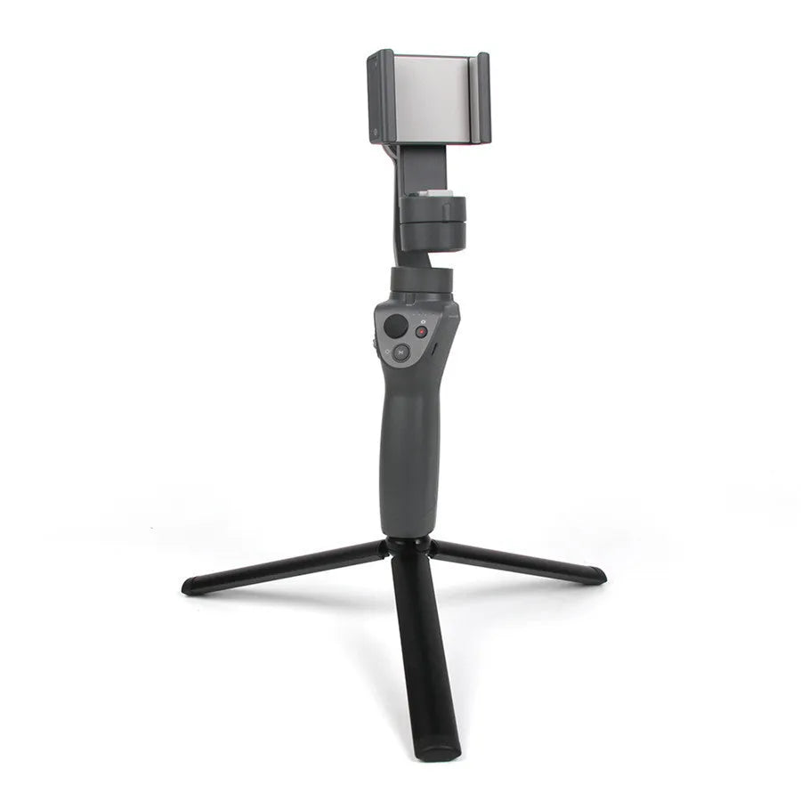 Black aluminium mobile phone tripod with handheld stabilizer grip for smartphone photography