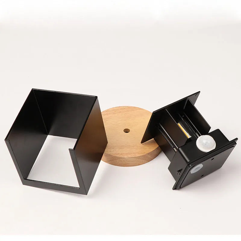 Square indoor corridor wall lamp with aluminium alloy shell in black, grey or white with adjustable colour temperature