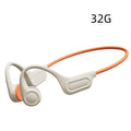 32G memory bone conduction Bluetooth headset in ear hook design, black colour, with controls on the side