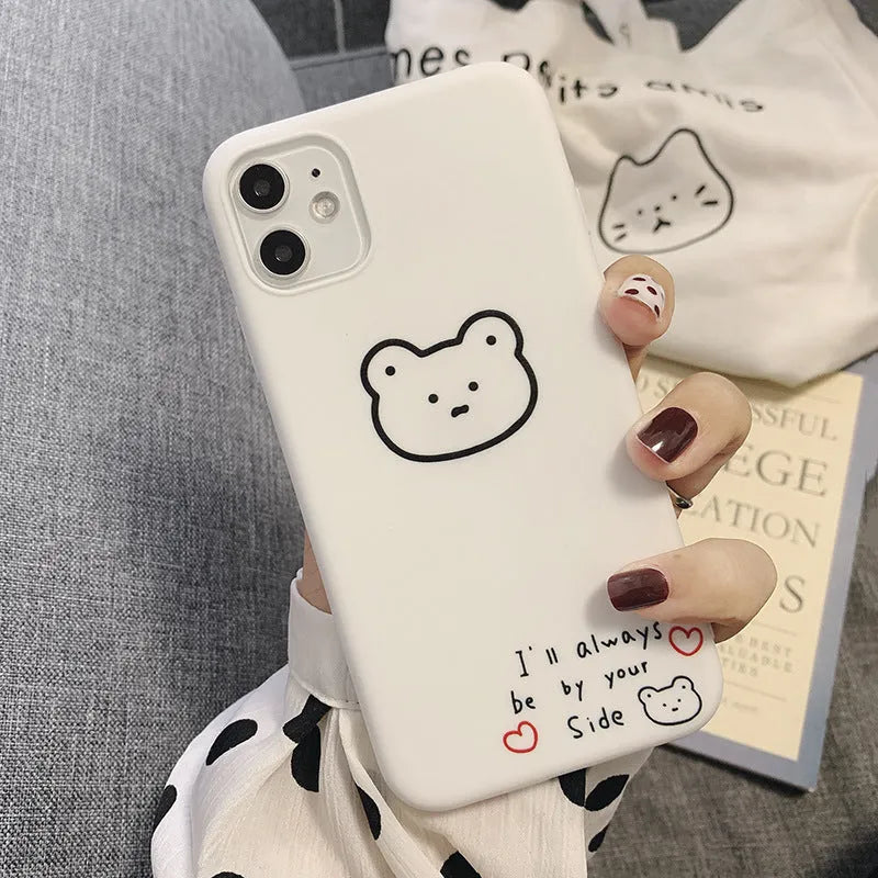 Soft silicone mobile phone case with a cartoon Korean bear design for iPhone 6 and 6s.