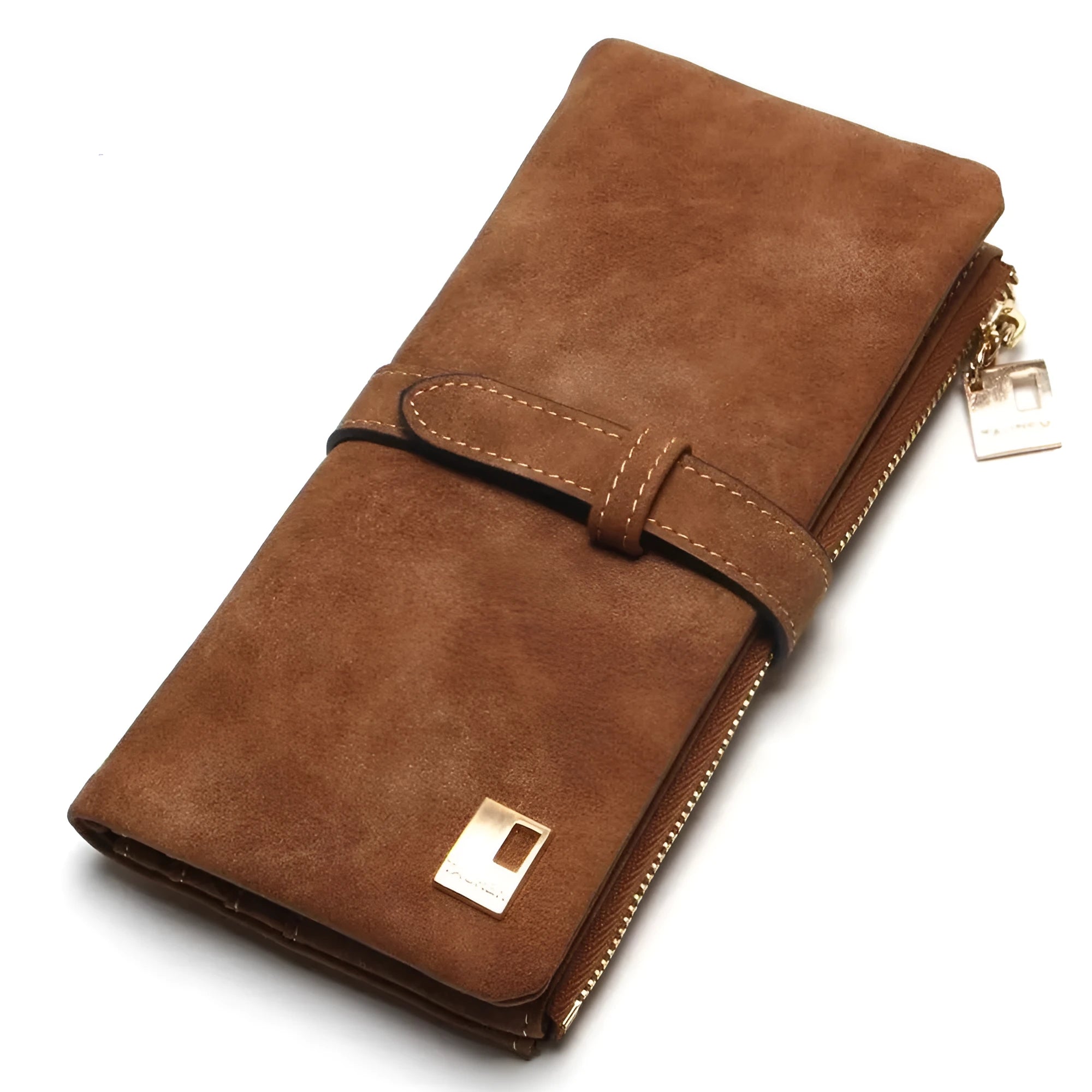 Korean retro matte leather women's long wallet open to show internal organisation compartments