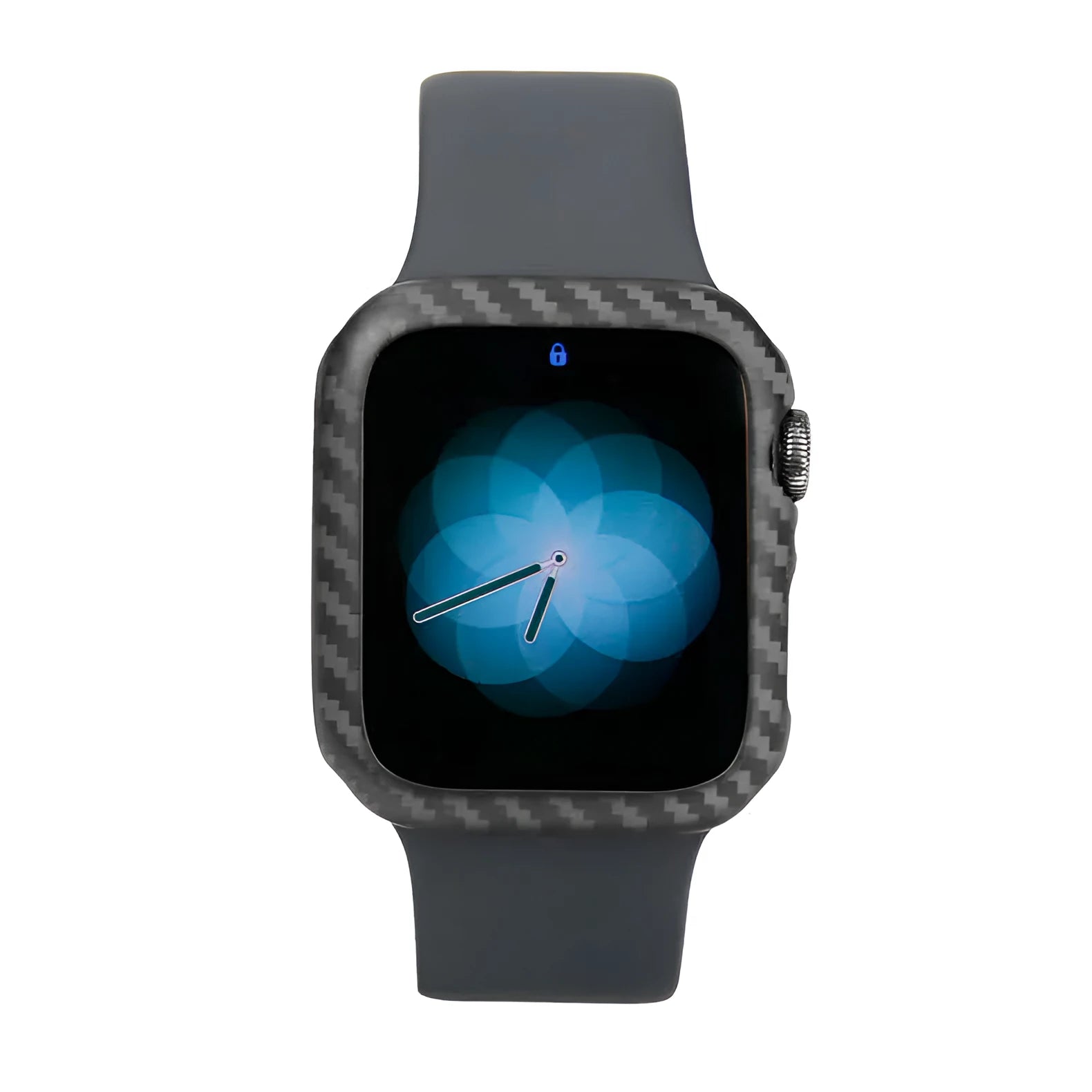 Apple Watch Series 4 44mm carbon fibre half wrap leather case in black