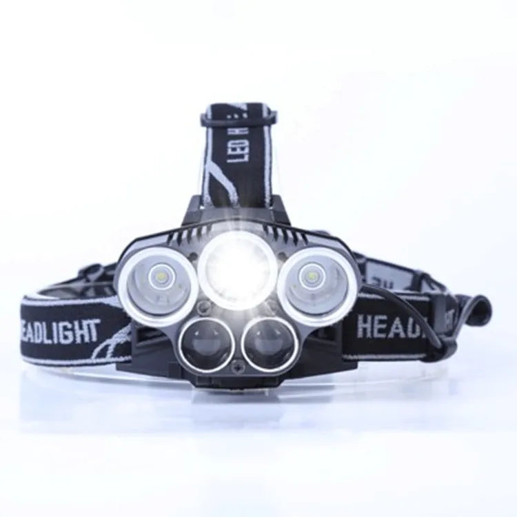 Outdoor camping head torch with waterproof casing and rechargeable battery for hands-free lighting