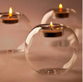 Handmade European style round hollow glass candle holder in three sizes