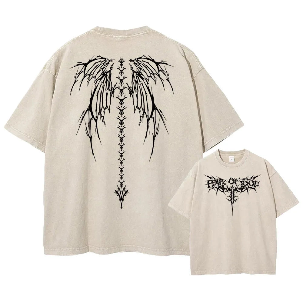 Oversized men's cotton T-shirt in loose fit with drop-shoulder sleeves for casual summer wear
