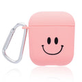 Black and pink PC AirPods case covers with removable flower love smile face decorative inserts