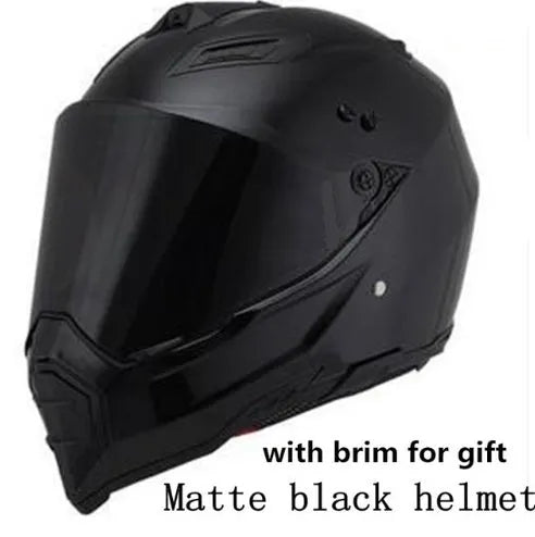 Dual-use full face motorcycle helmet in ABS material, side view showing full face shell and rally-style design