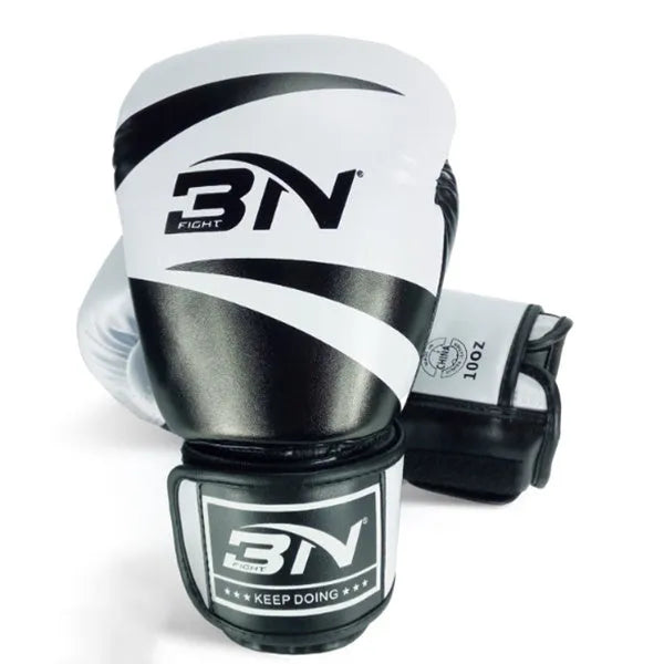 Adult PU boxing gloves in multiple colours including red, blue, white, pink, and orange