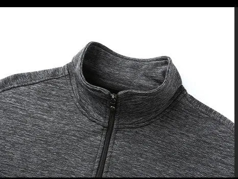 Men's fitted athletic jacket with a stand-up collar and front zipper in a grey colour.