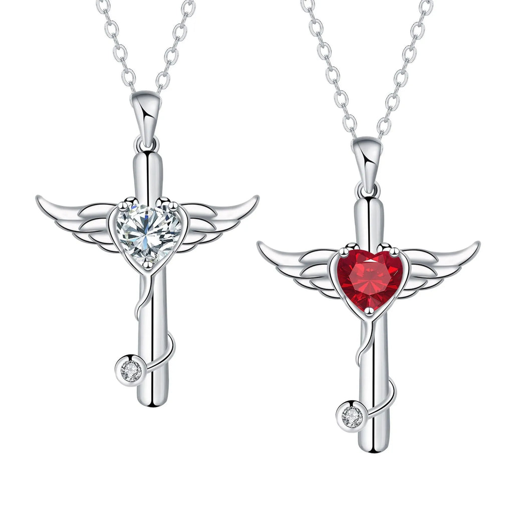 Wings cross stethoscope necklace pendant in copper with diamond electroplating colour options.