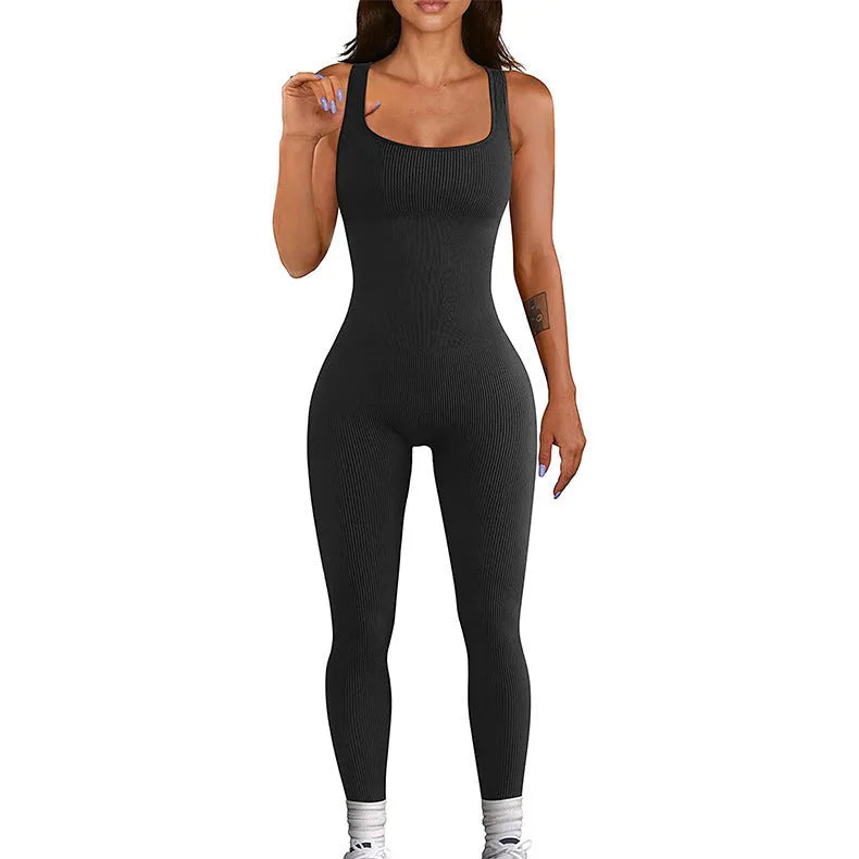 Women's long sleeve suspender tights in spandex with tank top and button details
