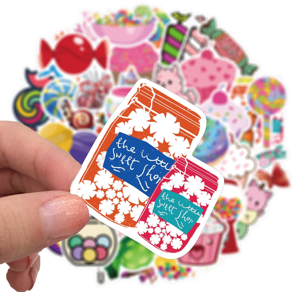 Colourful candy series graffiti stickers pack of 50 sheets measuring 4-6cm