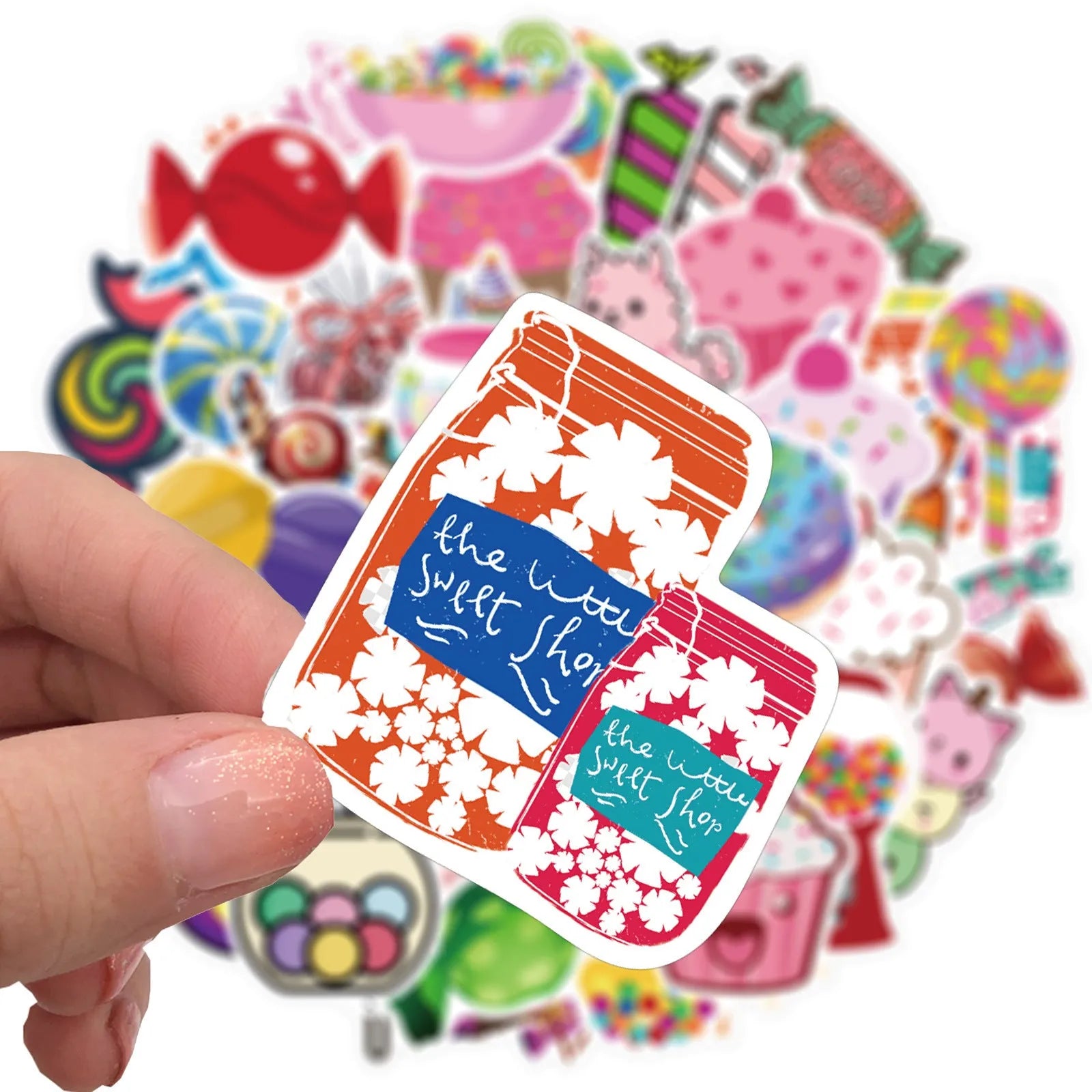 Colourful candy series graffiti stickers pack of 50 sheets measuring 4-6cm