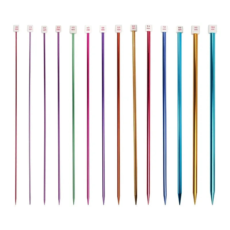 14-size crochet hook set with lengthened design and protective caps arranged by size