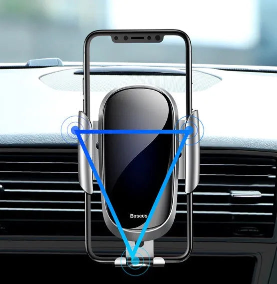 Universal car bracket phone holder mounted on dashboard holding smartphone