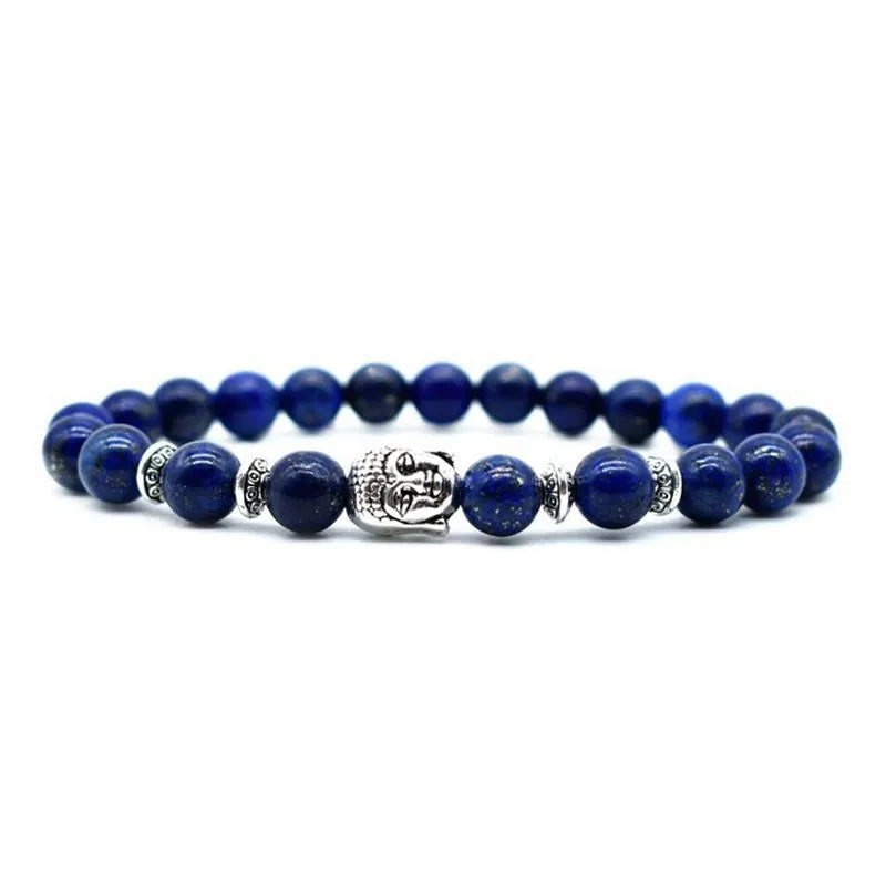 Tiger eye bracelet 19mm diameter with Buddha head charm on wrist