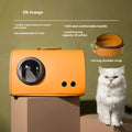 Synthetic portable pet carrier bag for small dogs and cats showing colour options and shoulder strap.