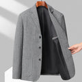 Men's loose fit solid colour wool blend coat for spring and autumn in black, khaki, gray, or dark blue.