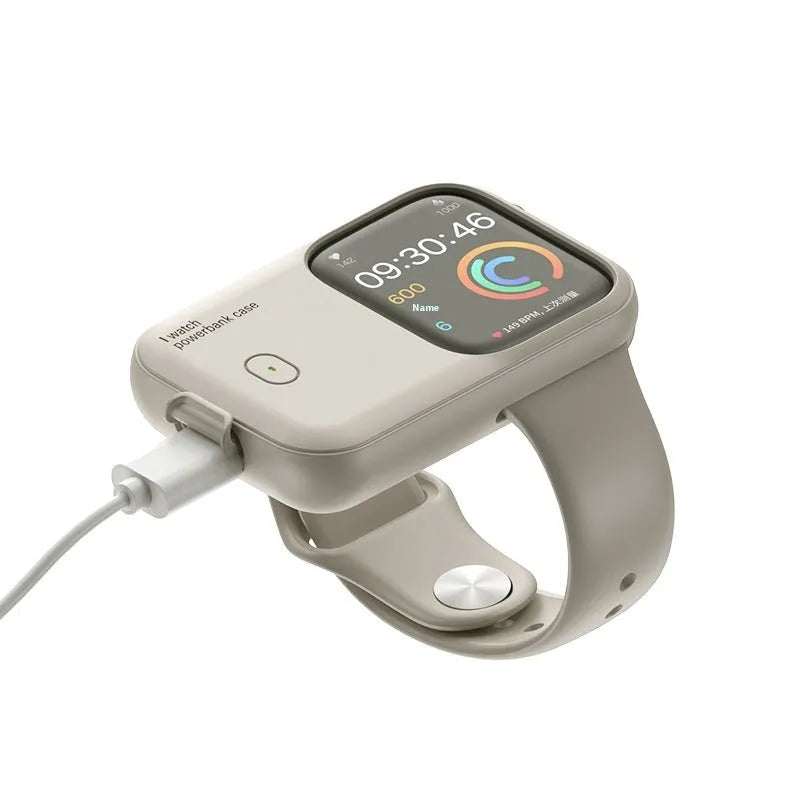 Apple Watch portable wireless charging case with silicone protective cover and polymer battery