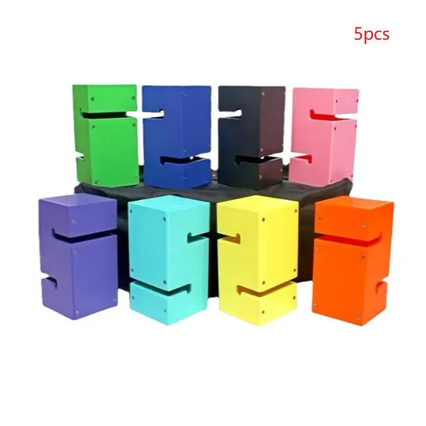 ABS plastic team building game equipment with tower blocks, pull ropes and hook frame for group coordination activities