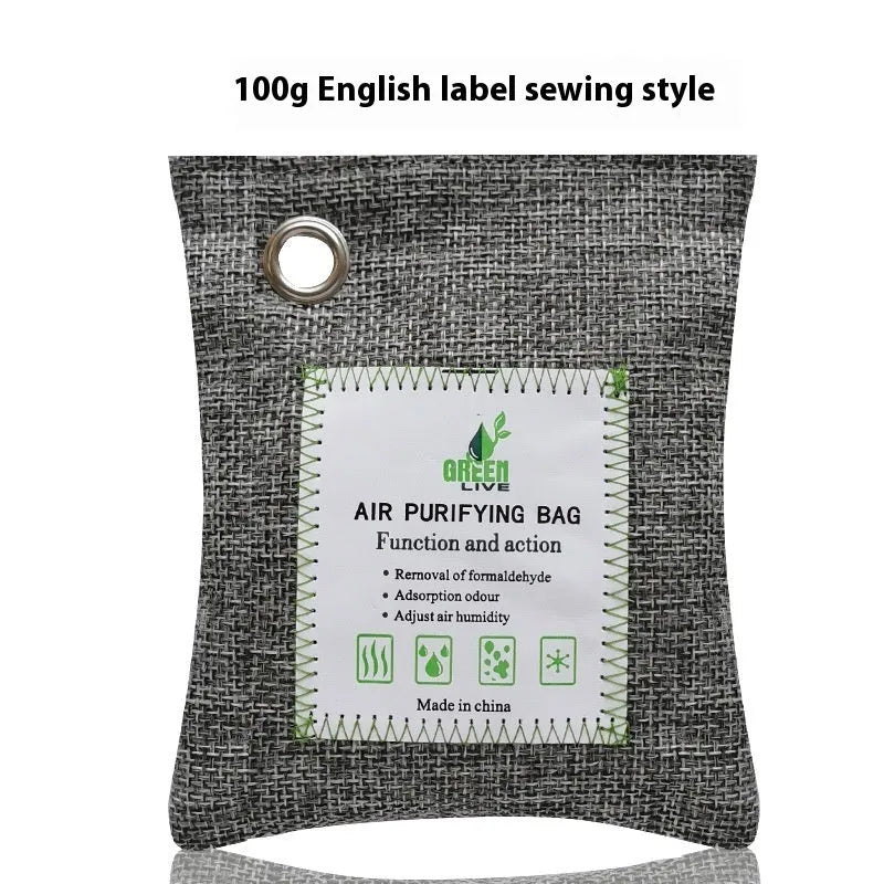 Bamboo charcoal bags for formaldehyde removal in 100g, 200g, and 500g sewing styles