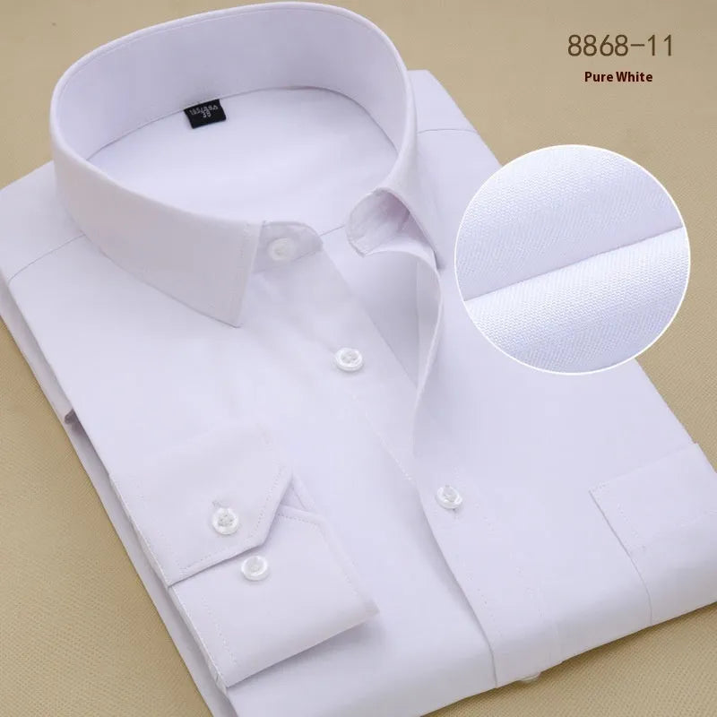 Men's slim fit long sleeve cotton business shirt with cardigan collar in solid colour