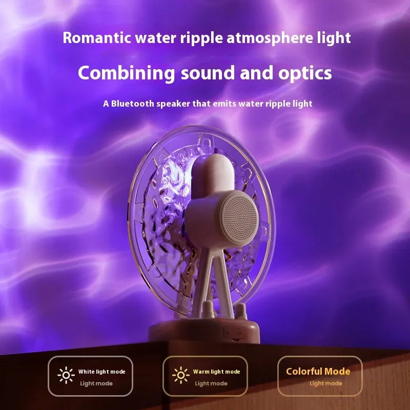Ferris Wheel Water Ripple Bluetooth speaker colourful light in white or pink with adjustable lighting