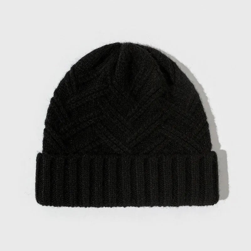 Women's wool knitted winter hat with dome crown in six colour options including red, grey, brown, white, khaki, and black