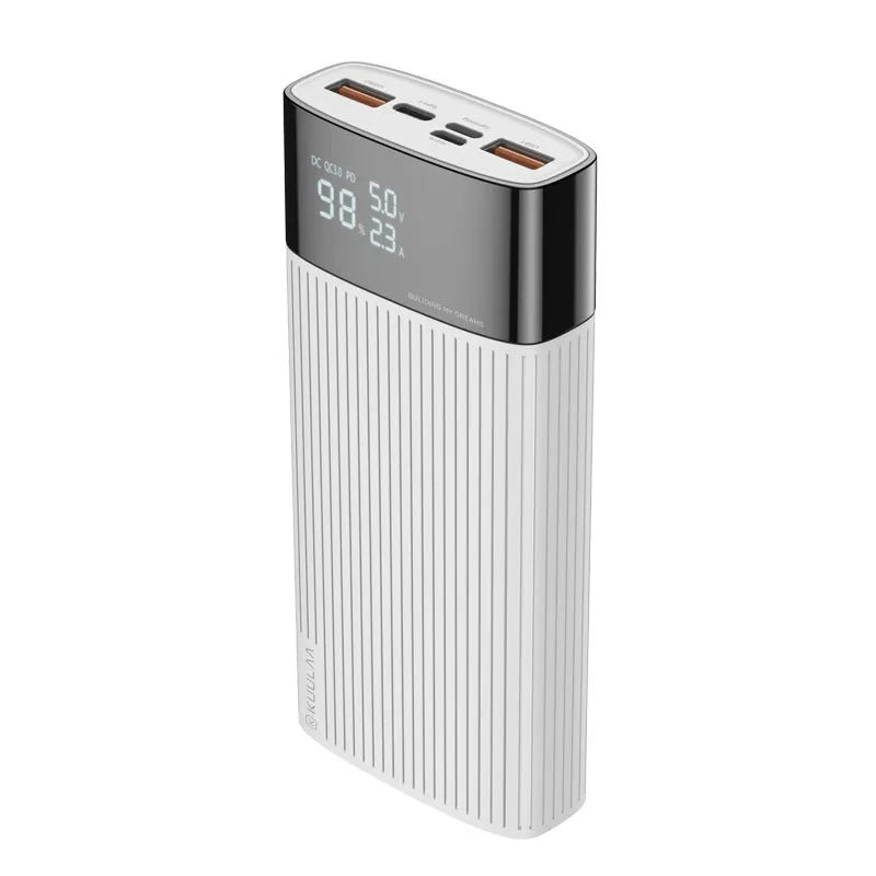 20000mAh two-way fast charge power bank with QC 3.0 and USB PD ports in black