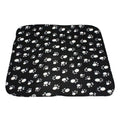 Double sided velvet pet fleece blanket in khaki with black paw print design, size S 60x70cm