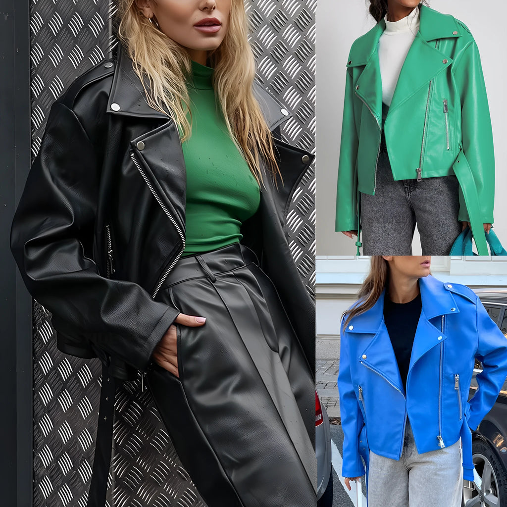 Black punk jacket with locomotive-style lapel and Peter Pan collar