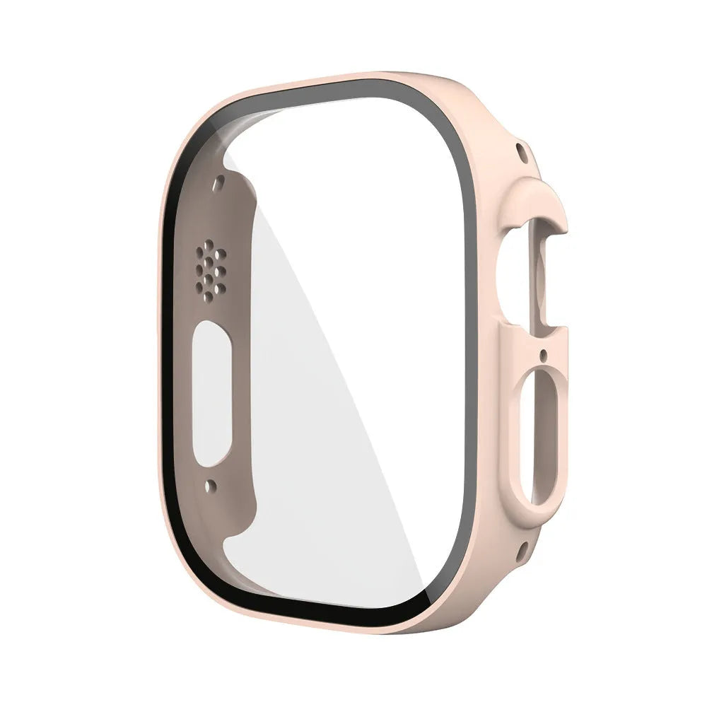 PC tempered film Apple Watch case with tempered glass front and PC back shell in multiple colours