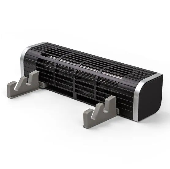 Black notebook cooling pad with USB cable showing dimensions 294mm wide by 65mm deep