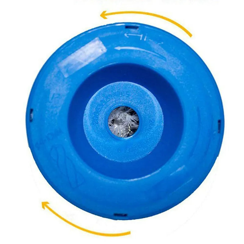 Blue plastic electric hammer drill dust stopper with sponge grip and hollow debris collection cavity.