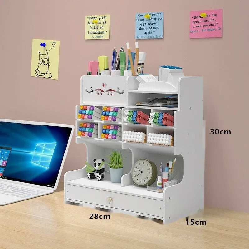 Square plastic pen holder storage box with oblique insertion compartments for writing instruments