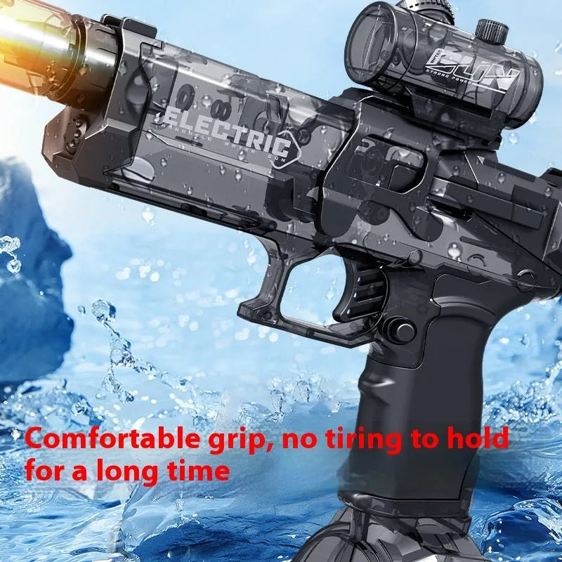 Fire Rat Electric Water Pistol showing black design with cool light effects