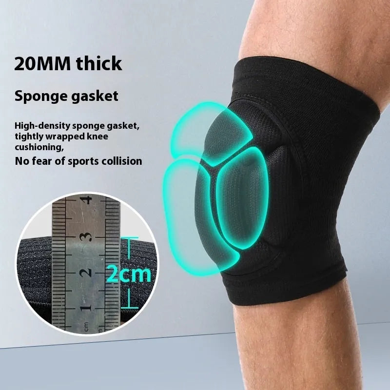 Black and blue dance kneepads with thick sponge padding for volleyball and sports protection