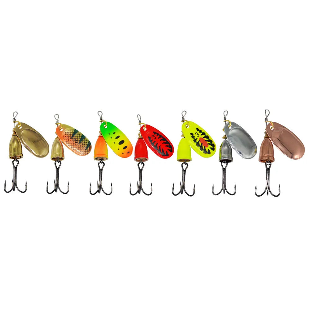 R composite rotating sequins copper bell metal fishing lure in seven colour options including rose gold and yellow green