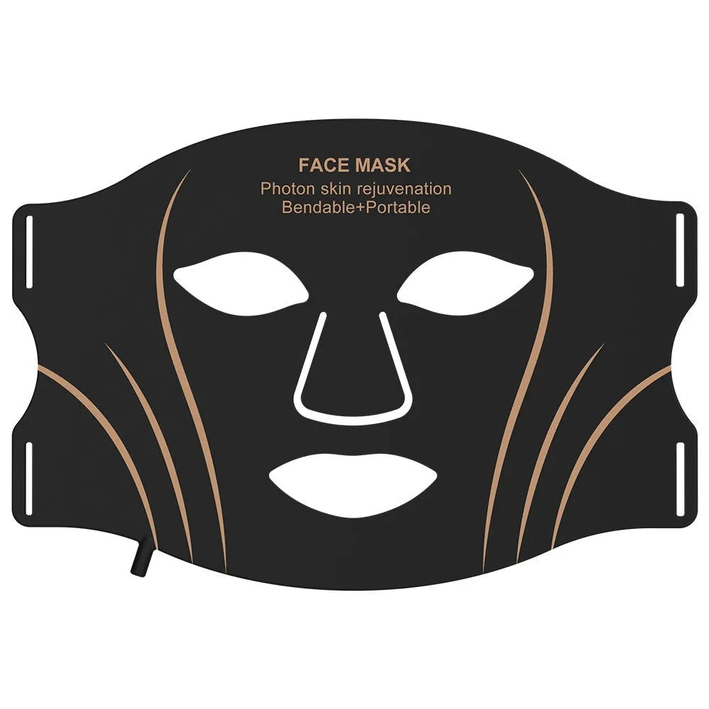 Black gold facial beauty mask with headband design and touch screen controls for IPL and LED red light therapy