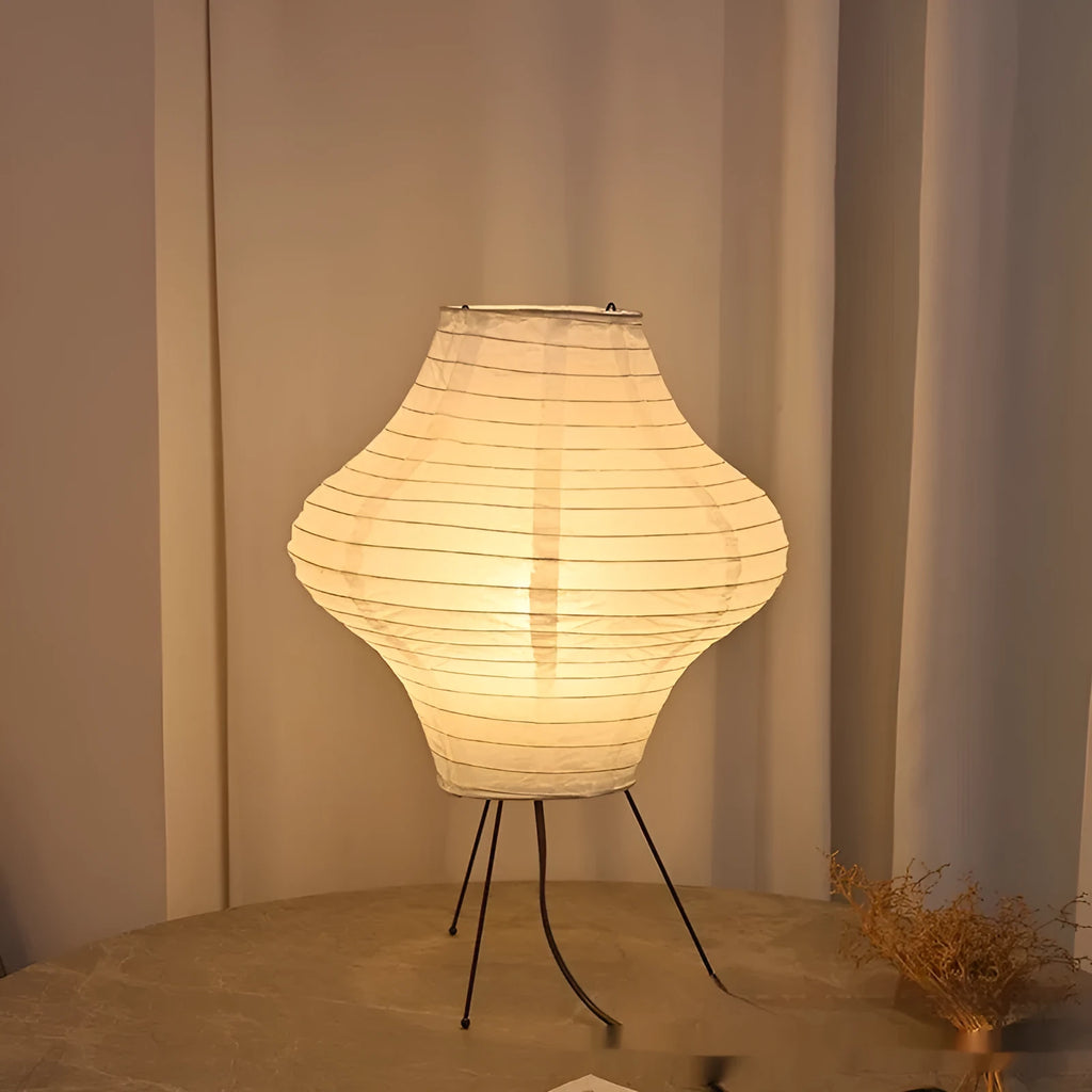 Japanese style table lamp with xuan paper shade and tricolour lighting, 45cm height