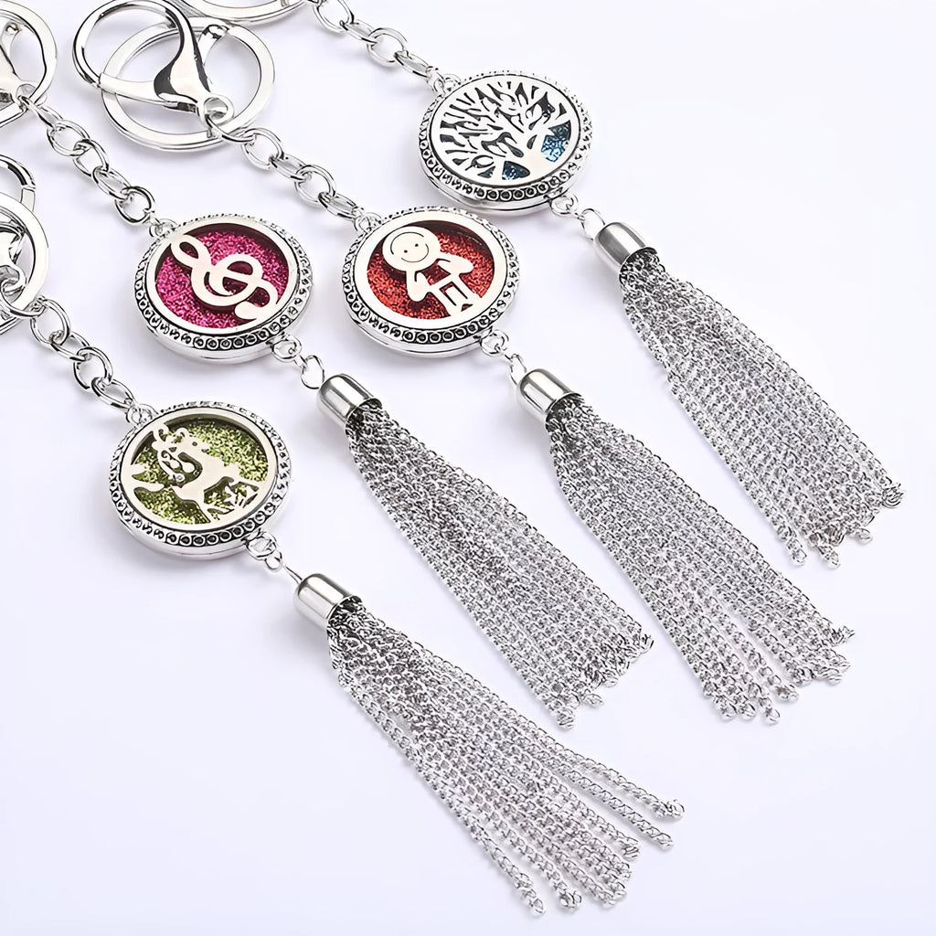 Alloy tassel aromatherapy car pendant necklace with 50cm chain and cotton wadding