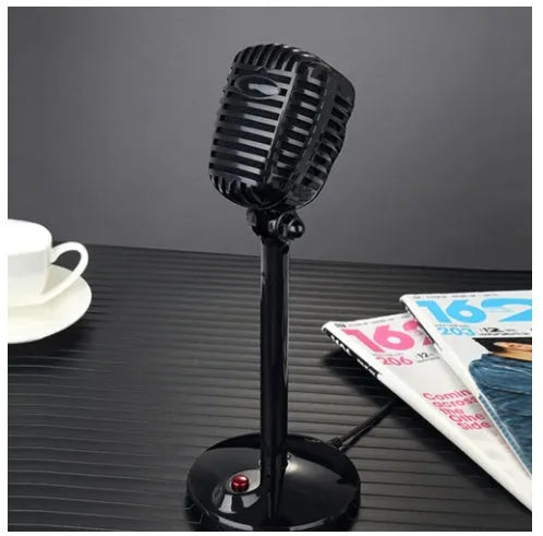 Black USB condenser microphone with adjustable stand for computer recording