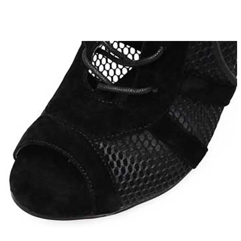 Black suede women's lace-up high heel shoes with 11.5cm heel and adjustable closure