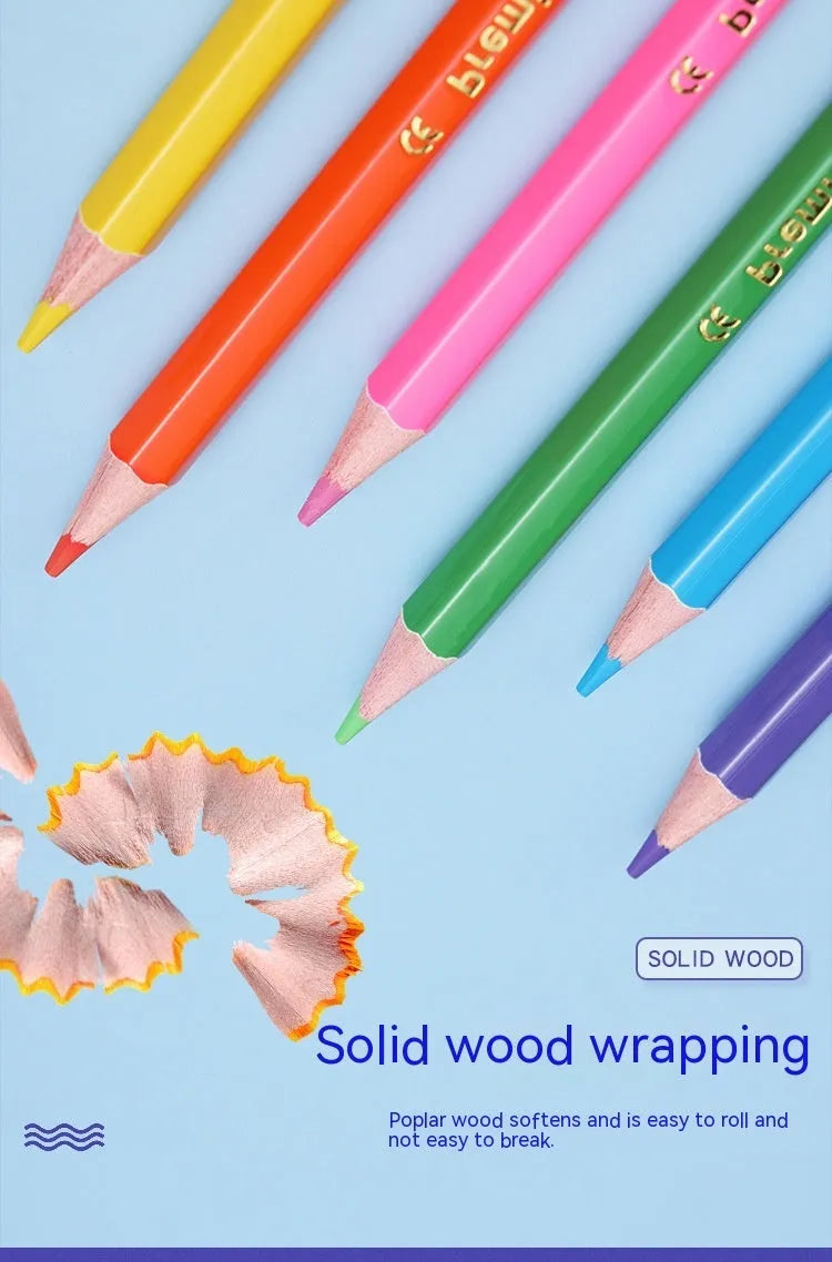 Set of wooden double-headed colour pencils showing both pencil tip and brush tip, arranged in a case.