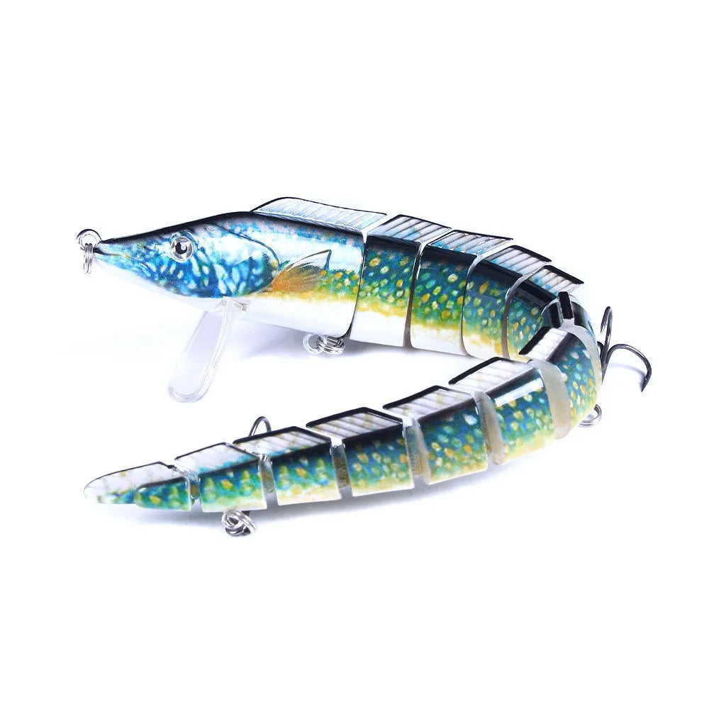 Multi-section simulated loach fishing lure measuring 23cm with a #2 hook, shown in one of five available colour options.