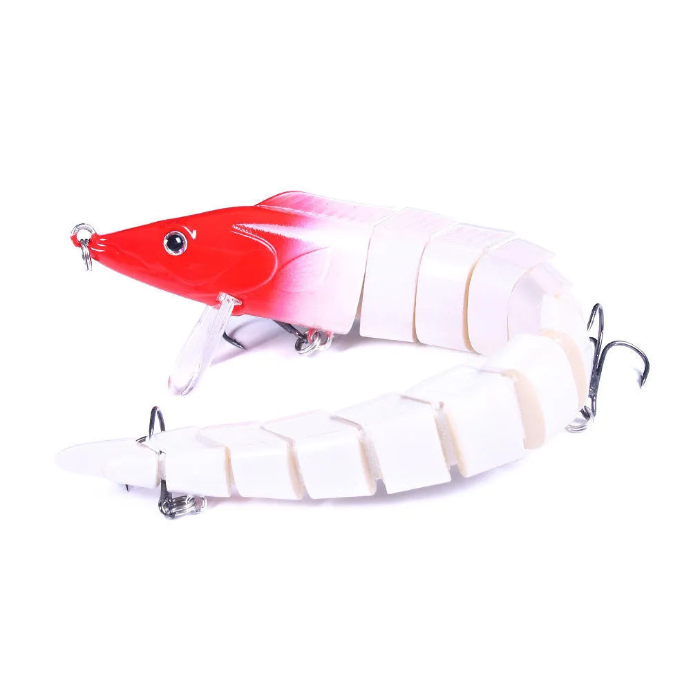 Multi-section simulated loach fishing lure measuring 23cm with a #2 hook, shown in one of five available colour options.