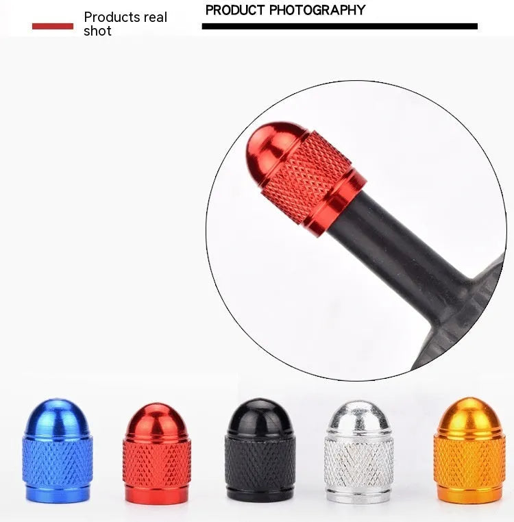 Aluminium mountain bike tyre valve cap in five colour options.