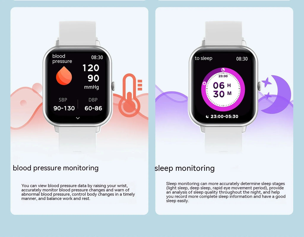 Smart watch with heart rate monitor and AI voice assistant in multiple colour options