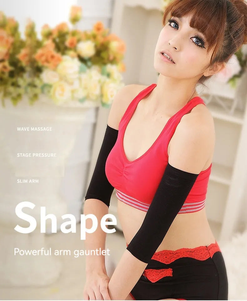 Women's black nylon shaping arm sleeve for middle-aged ladies with free size fitting
