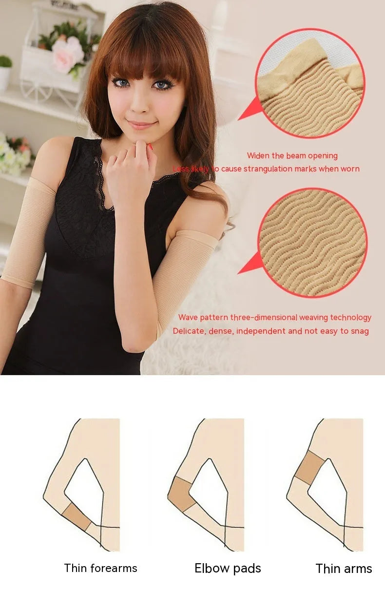 Women's black nylon shaping arm sleeve for middle-aged ladies with free size fitting